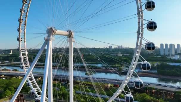 Sao Paulo Brazil Major Ferris Wheel Entertainment Latin America Downtown — Stock Video