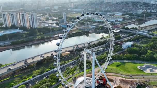 Sao Paulo Brezilya Latin Amerika Merkezli Major Ferris Wheel Entertainment — Stok video