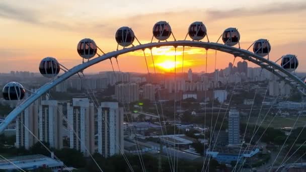 Cielo Del Atardecer Sao Paulo Brasil Major Ferris Wheel Entertainment — Vídeos de Stock