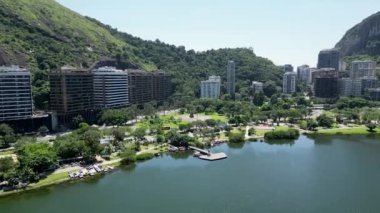 Residential Buildings At Rodrigo De Freitas Lagoon In Rio De Janeiro Brazil. Tourism Scene. Residential Buildings Architecture At Rodrigo De Freitas Lagoon In Rio De Janeiro Brazil.