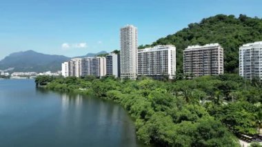 Coast Buildings At Rodrigo De Freitas Lagoon In Rio De Janeiro Brazil. Tourism Scene. Coast Buildings Architecture At Rodrigo De Freitas Lagoon In Rio De Janeiro Brazil.