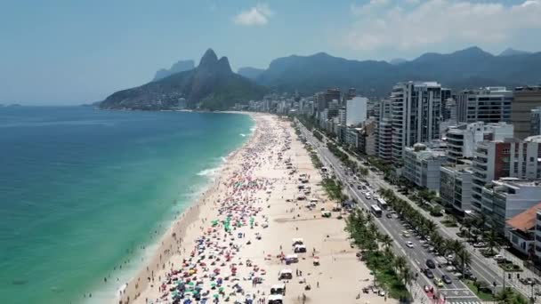 Пляж Ипанема Центре Рио Жанейро Рио Жанейро Бразилия Путешествия Туристические — стоковое видео