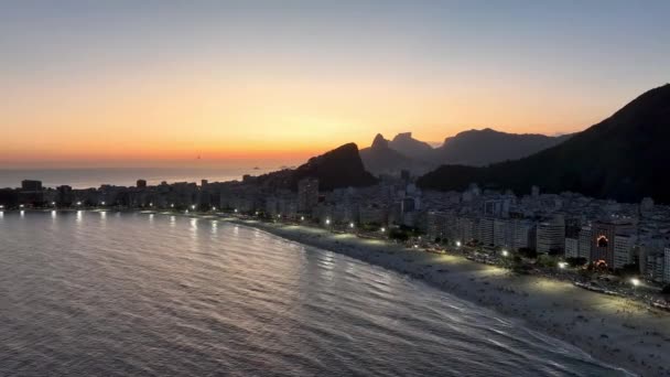 Sunset Skyline Copacabana Beach Rio Janeiro Brazil Sunset Dusk Skyline — Wideo stockowe