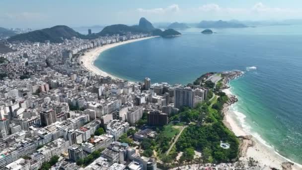 Copacabana Beach Downtown Rio Janeiro Rio Janeiro Brazil Travel Destinations — Stockvideo