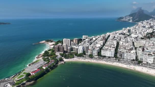 Arpoador Beach Downtown Rio Janeiro Rio Janeiro Brazil Travel Destination — Stockvideo