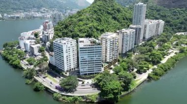 Residential Buildings At Rodrigo De Freitas Lake In Rio De Janeiro Brazil. Travel Destinations. Tourism Scene. Residential Buildings Architecture At Rodrigo De Freitas Lake In Rio De Janeiro Brazil.