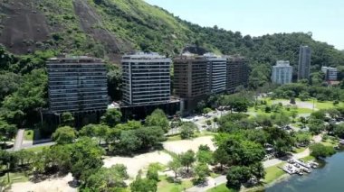 Residential Houses At Rodrigo De Freitas Lake In Rio De Janeiro Brazil. Travel Destination. Tourism Scenery. Residential Houses Architecture At Rodrigo De Freitas Lake In Rio De Janeiro Brazil.