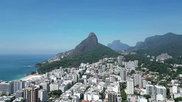 Береговые Здания Леблоне Рио Жанейро Бразилия Пункт Назначения Туристические Пейзажи — стоковое видео