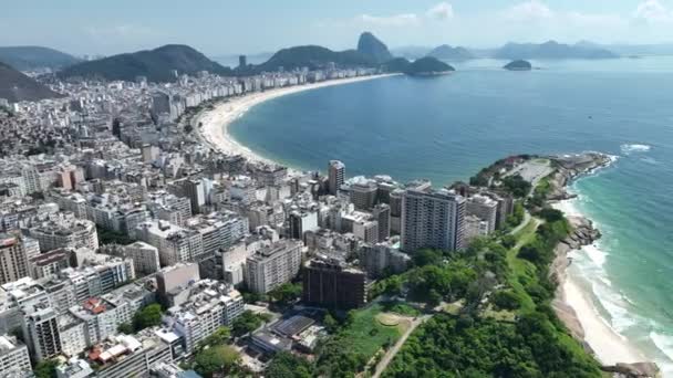 Copacabana Beach Downtown Rio Janeiro Rio Janeiro Brazil Travel Destination — Stockvideo