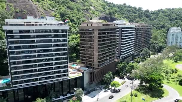 Coast Buildings Rodrigo Freitas Lagoon Rio Janeiro Brazil Tourism Scene — Vídeo de stock
