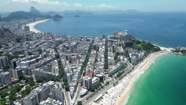 Пляж Копакабана Центре Рио Жанейро Рио Жанейро Бразилия Путешествия Туристические — стоковое видео