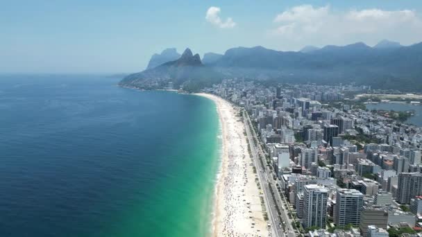 Ipanema Beach Downtown Rio Janeiro Rio Janeiro Brazil Travel Destination — Vídeos de Stock