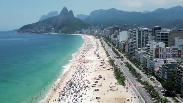 Пляж Ипанема Центре Рио Жанейро Рио Жанейро Бразилия Путешествия Туристические — стоковое видео