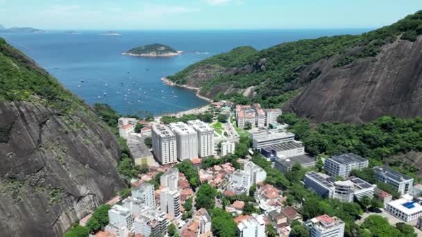 Red Beach Urca Rio Janeiro Brazil Travel Destination Tourism Scene — Αρχείο Βίντεο