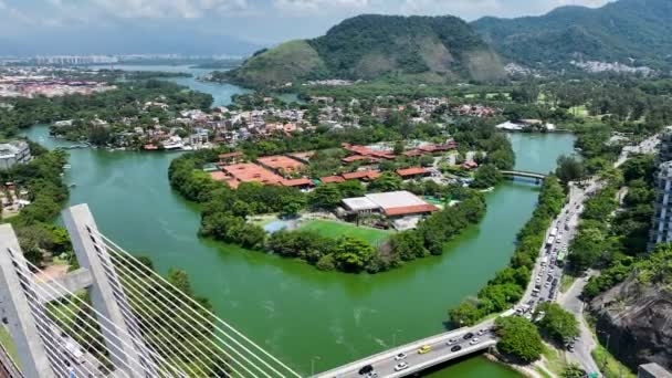 Cable Stayed Bridge Barra Tijuca Rio Janeiro Brazil Travel Destination — Vídeo de Stock