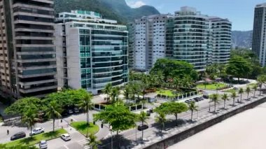 Coast Buildings At Sao Conrado Beach In Rio De Janeiro Brazil. Travel Destination. Tourism Scenery. Coast Buildings Architecture At Sao Conrado Beach In Rio De Janeiro Brazil.