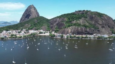 Sugarloaf Mountain At Downtown Rio De Janeiro In Rio De Janeiro Brazil. Travel Destination. Tourism Scene. Downtown Rio De Janeiro At Rio De Janeiro Brazil. Summer Travel. Tropical Scene.