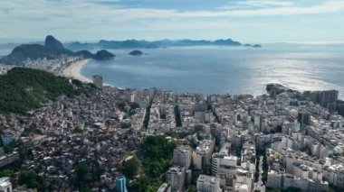 Copacabana Beach At Downtown Rio De Janeiro In Rio De Janeiro Brazil. Travel Destination. Tourism Scene. Downtown Rio De Janeiro At Rio De Janeiro Brazil. Summer Travel. Tropical Scene.