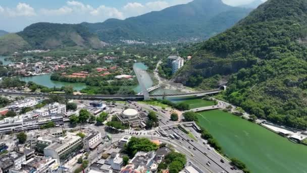 Cable Bridge Barra Tijuca Rio Janeiro Brazil Travel Destination Tourism — Stockvideo