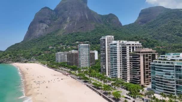 Sao Conrado Beach Downtown Rio Janeiro Rio Janeiro Brazil Travel — Stockvideo