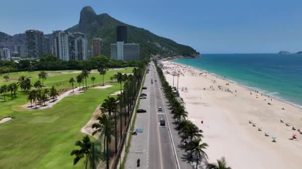 Sao Conrado Beach Downtown Rio Janeiro Rio Janeiro Brazil Подорожні — стокове відео