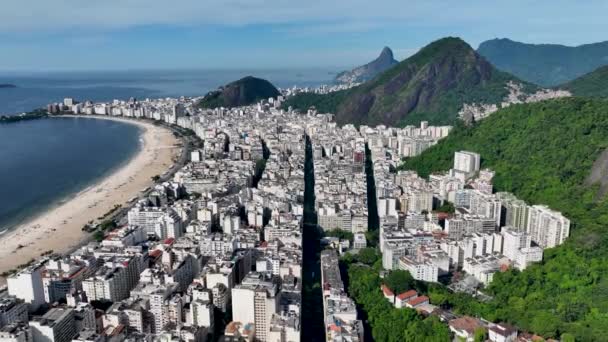 Copacabana Beach Downtown Rio Janeiro Rio Janeiro Brazil Travel Destinations — Stockvideo