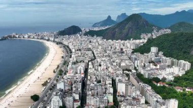 Copacabana Beach At Copacabana In Rio De Janeiro Brazil. Travel Destination. Tourism Scene. Copacabana At Rio De Janeiro Brazil. Summer Travel. Tropical Scene.