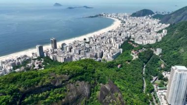 Copacabana Beach At Downtown Rio De Janeiro In Rio De Janeiro Brazil. Travel Destination. Tourism Scene. Downtown Rio De Janeiro At Rio De Janeiro Brazil. Summer Travel. Tropical Scene.
