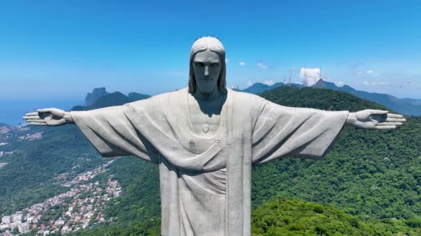 Christ Redeemer Tijuca National Park Rio Janeiro Brazil Mountains Corcovado — Αρχείο Βίντεο