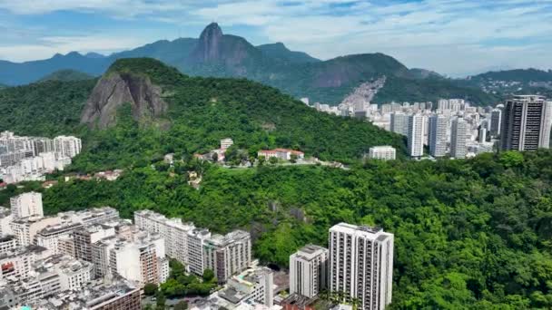 Green Mountains Downtown District Rio Janeiro Brazil Travel Destinations Tourism — Stockvideo