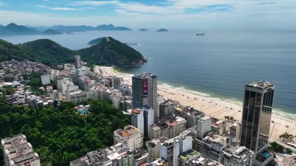 Leme Beach Copacabana Rio Janeiro Brazil Travel Destination Tourism Scene — Vídeo de Stock