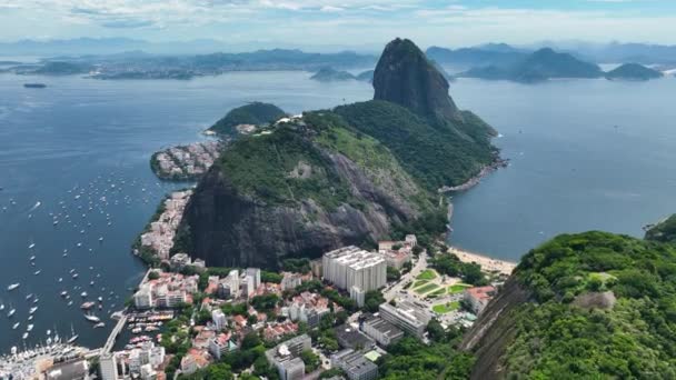 Sugar Loaf Mountain Downtown Rio Janeiro Rio Janeiro Brazil Travel — Video Stock