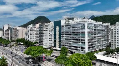 Coastal Buildings At Copacabana Beach In Rio De Janeiro Brazil. Travel Destinations. Tourism Scene. Coastal Buildings Architecture At Copacabana Beach In Rio De Janeiro Brazil.