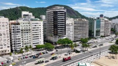 Coast Buildings At Copacabana Beach In Rio De Janeiro Brazil. Travel Destination. Tourism Scenery. Coast Buildings Architecture At Copacabana Beach In Rio De Janeiro Brazil.