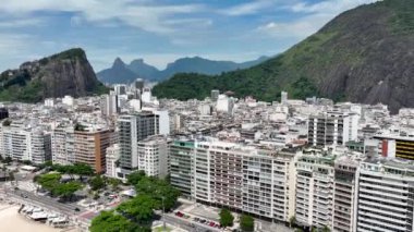 Coast Buildings At Copacabana Beach In Rio De Janeiro Brazil. Travel Destination. Tourism Scenery. Coast Buildings Architecture At Copacabana Beach In Rio De Janeiro Brazil.