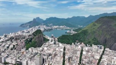 Copacabana Beach At Downtown Rio De Janeiro In Rio De Janeiro Brazil. Travel Destination. Tourism Scene. Downtown Rio De Janeiro At Rio De Janeiro Brazil. Summer Travel. Tropical Scene.