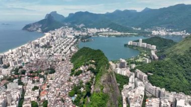Rodrigo De Freitas Lake At Downtown City In Rio De Janeiro Brazil. Travel Destinations. Tourism Scenery. Downtown City At Rio De Janeiro Brazil. Summer Travel. Tropical Scenery.