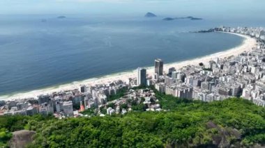 Copacabana Beach At Downtown Rio De Janeiro In Rio De Janeiro Brazil. Travel Destination. Tourism Scene. Downtown Rio De Janeiro At Rio De Janeiro Brazil. Summer Travel. Tropical Scene.