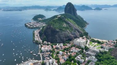 Sugarloaf Mountain At Downtown Rio De Janeiro In Rio De Janeiro Brazil. Travel Destination. Tourism Scene. Downtown Rio De Janeiro At Rio De Janeiro Brazil. Summer Travel. Tropical Scene.