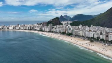 Copacabana Beach At Downtown Rio De Janeiro In Rio De Janeiro Brazil. Travel Destination. Tourism Scene. Downtown Rio De Janeiro At Rio De Janeiro Brazil. Summer Travel. Tropical Scene.