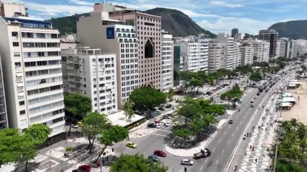 Coast Buildings Copacabana Beach Rio Janeiro Brazil Travel Destination Tourism — Stockvideo