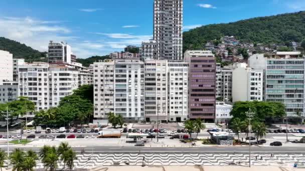 Beach Buildings Copacabana Beach Rio Janeiro Brazil Travel Destinations Tourism — Wideo stockowe