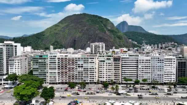 Beach Buildings Copacabana Beach Rio Janeiro Brazil Travel Destination Tourism — 비디오