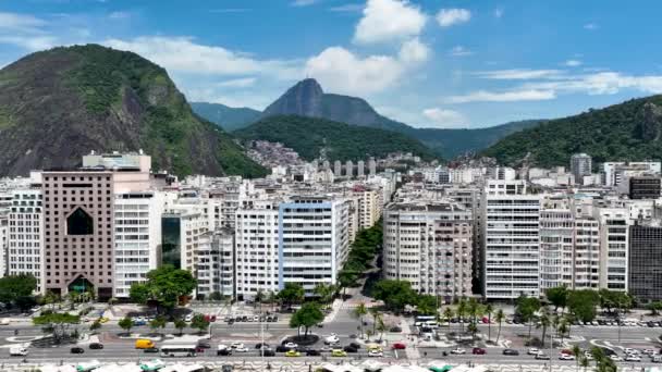 Coastal Buildings Copacabana Beach Rio Janeiro Brazil Travel Destinations Tourism — Wideo stockowe