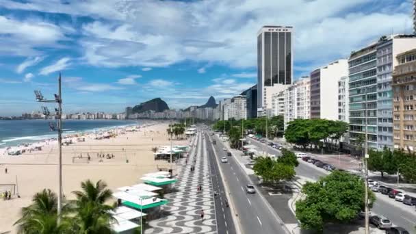 Copacabana Beach Downtown Rio Janeiro Rio Janeiro Brazil Travel Destinations — Vídeo de Stock
