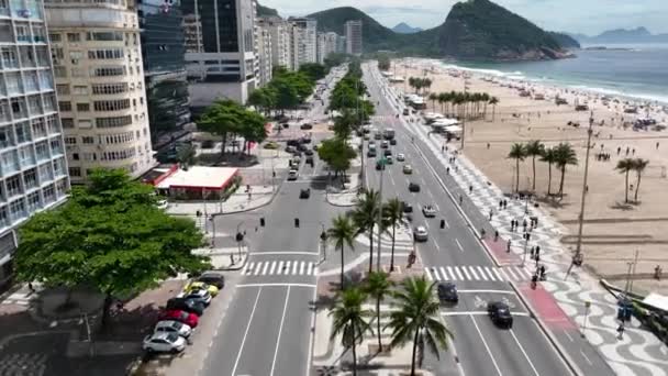 Coast Avenue Copacabana Beach Rio Janeiro Brazil Travel Destinations Tourism — 图库视频影像