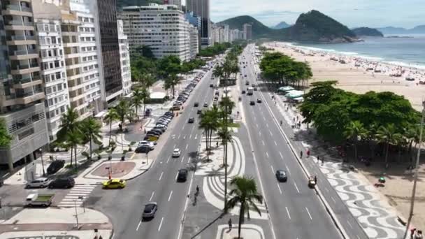 Coast Avenue Copacabana Beach Rio Janeiro Brazil Travel Destination Tourism — Stockvideo