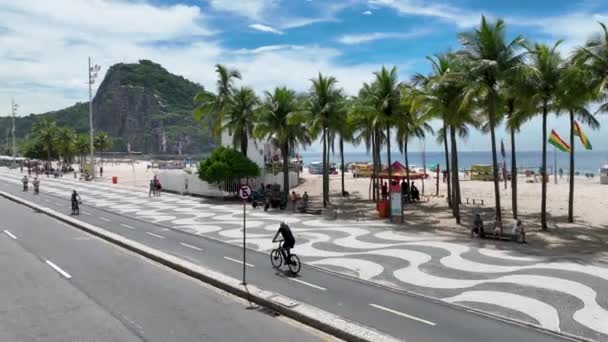 Palm Trees Copacabana Beach Rio Janeiro Brazil Travel Destination Tourism — Wideo stockowe