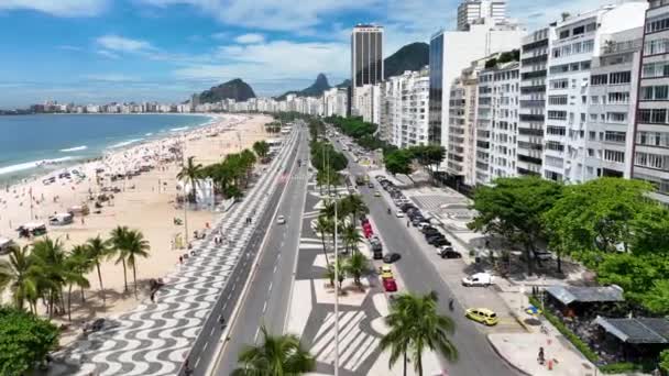 Coast Avenue Copacabana Beach Rio Janeiro Brazil Travel Destinations Tourism — Stockvideo