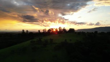 Sunset Skyline At Rural Landscape In Countryside Landscape. Country Green. Field Environmental. Rural Landscape At Countryside Landscape. Plantation Country. Farming Environmental.